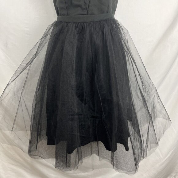 Modcloth Black Balletcore Dress w/ Tulle Overlay Women's Size S - Picture 2 of 14